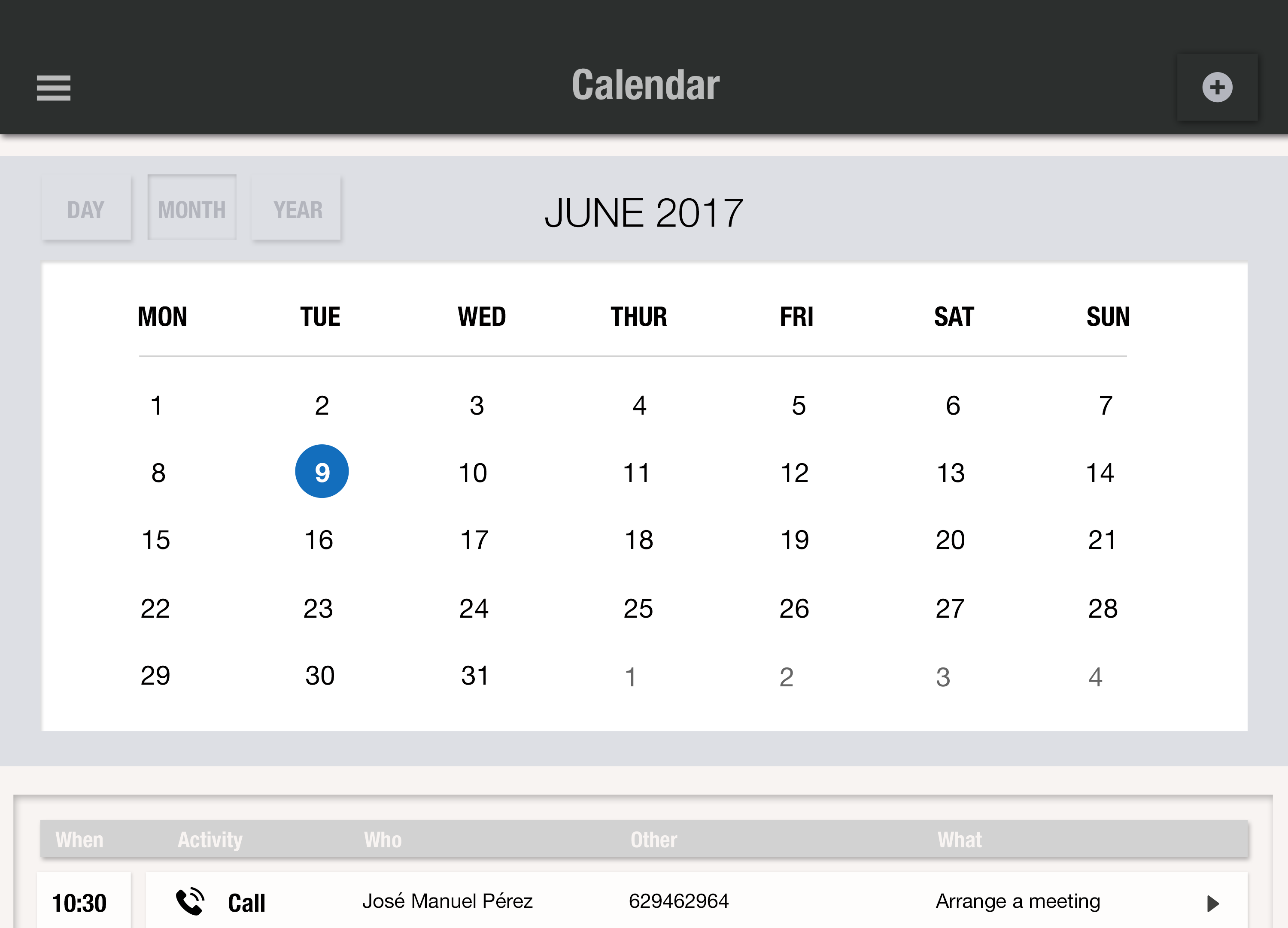 El calendario ofrece la oportunidad de tener todas las actividades y acciones comerciales al alcance de la mano para que los comerciales se organicen mejor y nunca se olviden de realizar ninguna tarea. Ampliando el control y mejorando la gestión comercial gracias a uSell CRM online.