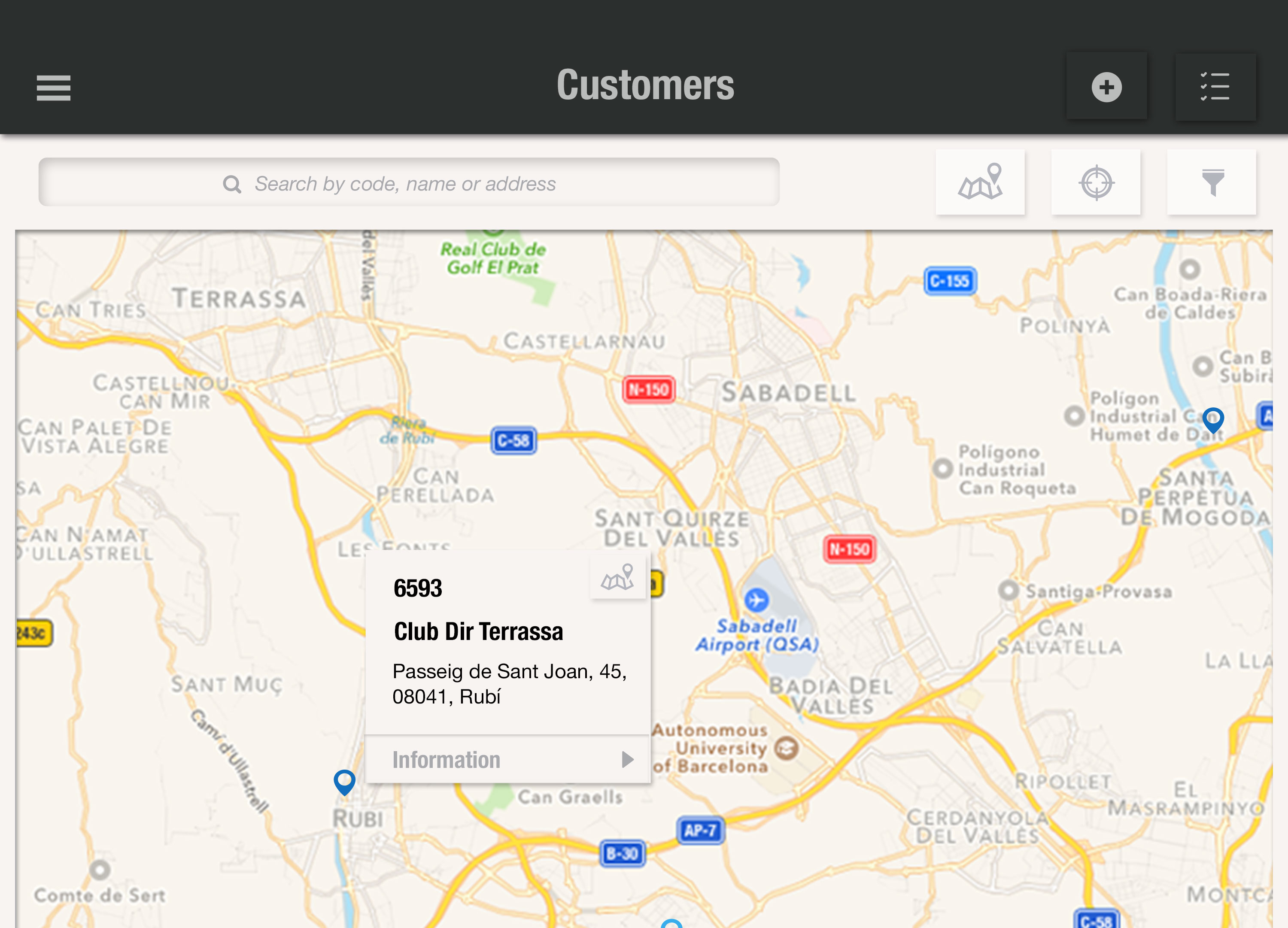 Busca tus clientes en el mapa para crear rutas, irlos a visitar o conocer más información con uSell CRM