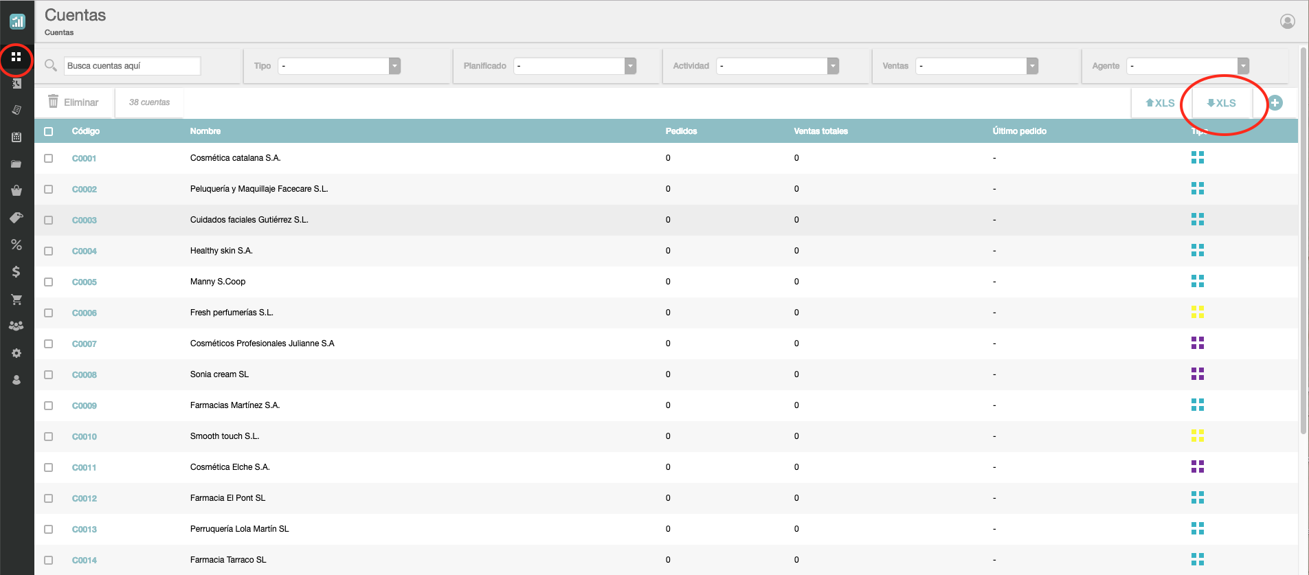 Exportar a excel las cuentas de los clientes